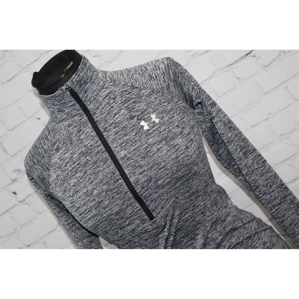Under Armour Gym Shirt Pullover Womens XS Gray Space Dye Heatgear 1/4 Zip